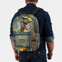 Impresa Mochila de dinosaurio T-Rex Gris y Naranja