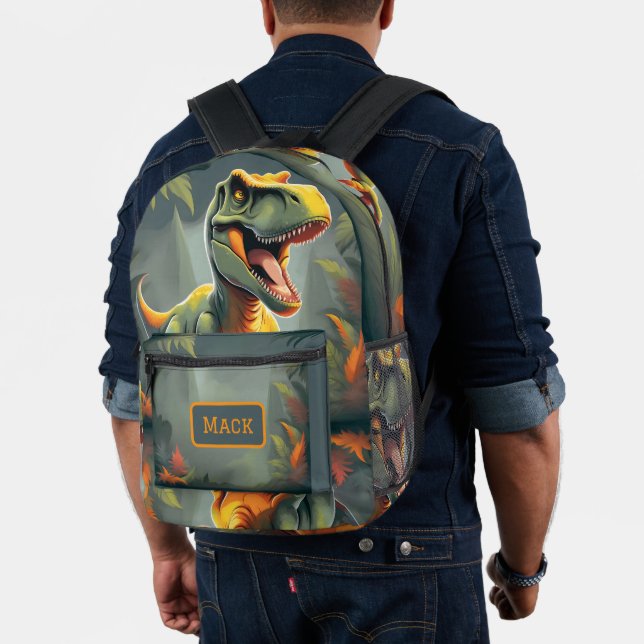 Impresa Mochila de dinosaurio T-Rex Gris y Naranja (Insitu (Modelo))