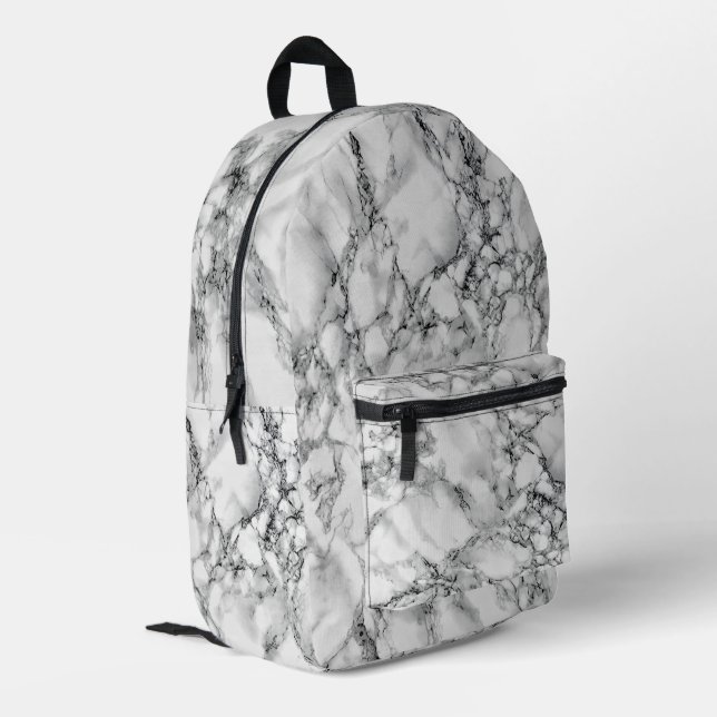 Impresa Mochila de diseño de mármol blanco (Esquina izquierda trasera)