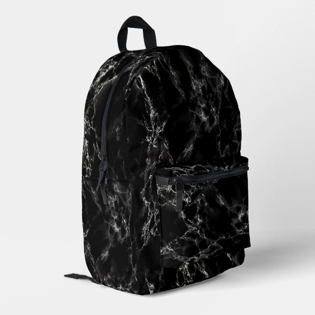 Impresa Mochila de diseño de mármol negro (Esquina izquierda trasera)