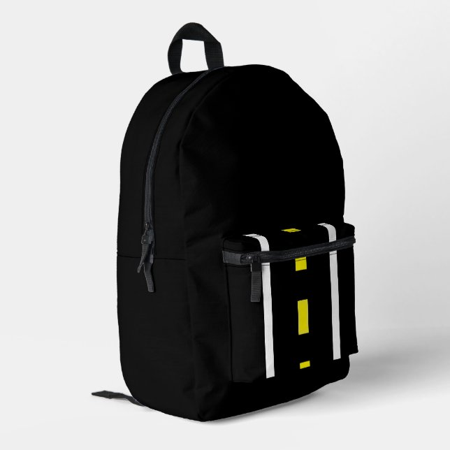 Impresa Mochila de dos vías (negro, blanco y amarillo) (Esquina izquierda trasera)