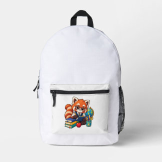 Impresa Mochila de estudio de panda rojo Kawaii