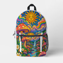 Mochila de Fantasía Floral Rosa y Dragón Dorado Ép