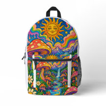 Mochila de Fantasía Floral Rosa y Dragón Dorado Ép