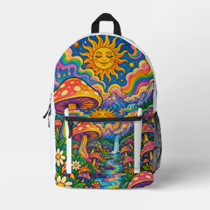 Impresa Mochila de Fantasía Floral Rosa y Dragón Dorado Ép