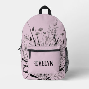 Impresa Mochila de Flor Silvestre personalizada Rosa Polvo