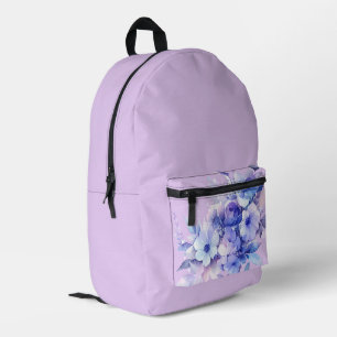 Impresa Mochila de flores púrpura, rosa, brillo lavanda