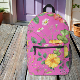 Impresa Mochila de flores silvestres de dibujos rosas, de 