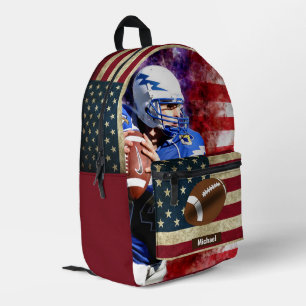 Impresa Mochila de fútbol americano para niños con nombre