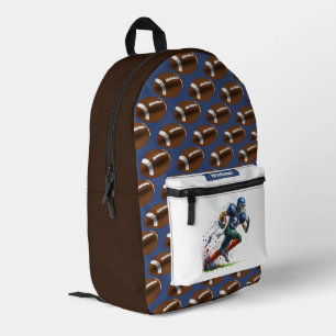 Impresa Mochila de fútbol americano para niños con nombre 