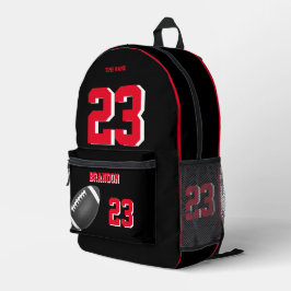 Impresa Mochila de fútbol estadounidense de color rojo neg