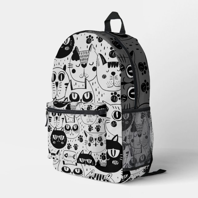 Impresa Mochila de gatitos caras de gato (Esquina derecha trasera )