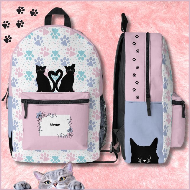 Impresa Mochila de gato con sueños pastel rosa y púrpura (Pastel Dreams Cat Backpack)