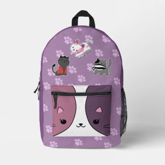 Impresa Mochila de gato Kawaii lindo con diseño de huella