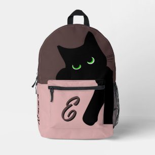 Impresa Mochila de gato negro con monograma de moda