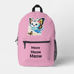 Impresa Mochila de gato rosa y negro linda