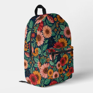 Impresa Mochila de girasoles y mariposas coloridas abstrac