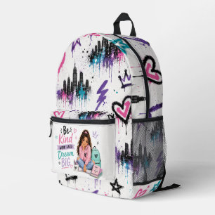 Impresa Mochila de graffiti urbano lindo para niñas