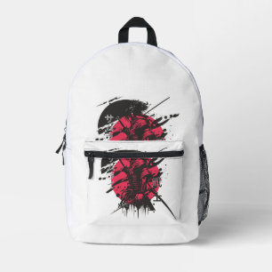 Impresa Mochila de guerrero samurái japonés – Anim rojo ne