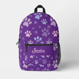 Impresa Mochila de impresión de púrpura con nombre persona
