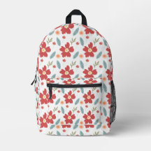 Mochila de impresión floral de primavera roja