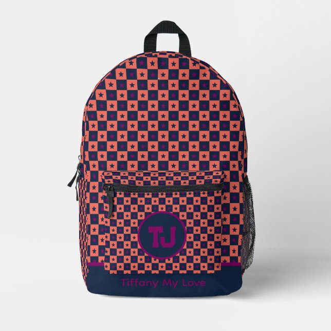 Impresa Mochila de instituto de nombre corto para ella (Anverso)