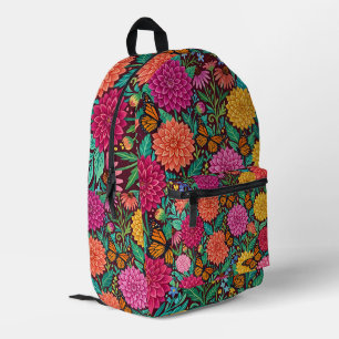 Impresa Mochila de jardín de mariposas de dalias de arte a