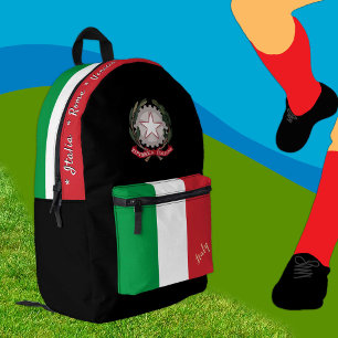 Impresa Mochila de la bandera italiana, Italia, negro patr
