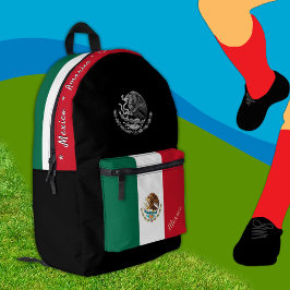 Impresa Mochila de la bandera mexicana, México, negro patr