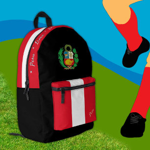 Impresa Mochila de la bandera peruana, Perú, negro patriot
