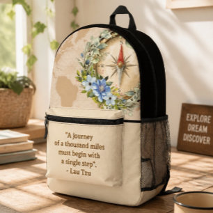 Impresa Mochila de la cita de Lao Tzu viaje de mil millas