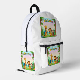 Impresa Mochila de la escuela de animales de la jungla de