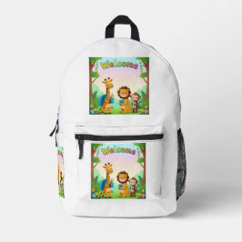 Impresa Mochila de la escuela de animales de la jungla de 