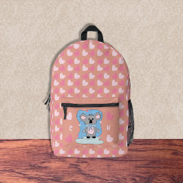 Impresa Mochila de la escuela de niños de corazones rojos 
