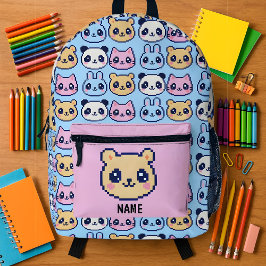 Impresa Mochila de la escuela Kawaii Pixel