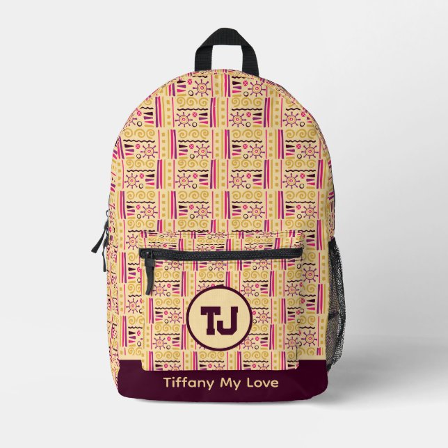 Impresa Mochila de la Escuela Monogramada de Vacaciones de (Anverso)