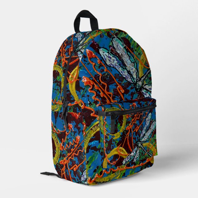 Impresa Mochila de la mosca del dragón abstracta (Esquina izquierda trasera)