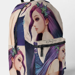 Impresa Mochila de la sirena de la luna de cielo nocturno