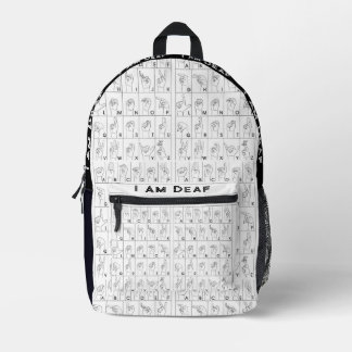 Impresa Mochila de Lenguaje de Rótulo Americano ASL Soy So