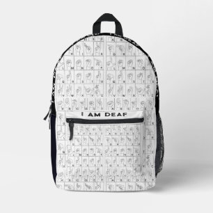 Impresa Mochila de Lenguaje de Rótulo Americano ASL Soy So