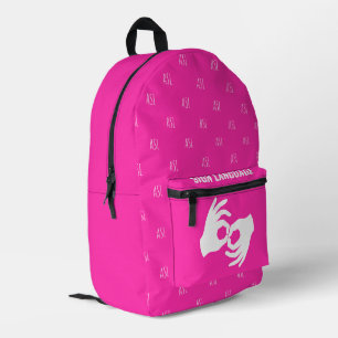 Impresa Mochila de Lenguaje de Señas ASL – Magenta Calient