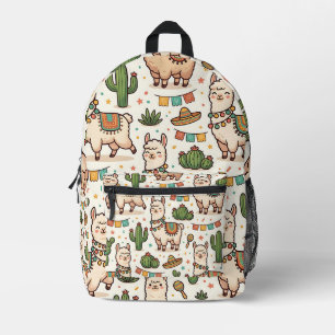 Impresa Mochila de Llama Alpaca Cactus