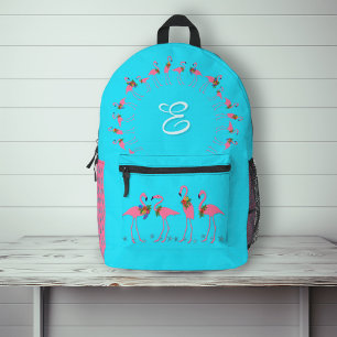 Impresa Mochila de los Chicas del monograma Aqua