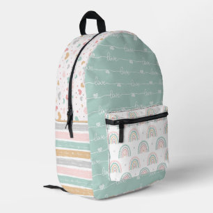 Impresa Mochila de los niños Rainbow Pastel Hearts
