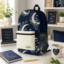 Mochila de Luna Celestial y Floral