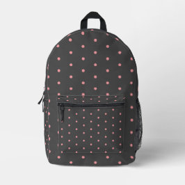Impresa Mochila de lunares rosa y carbón – Estilo moderno