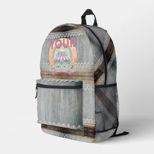 Impresa Mochila de Madera de Granero Rústica con Encaje Bo