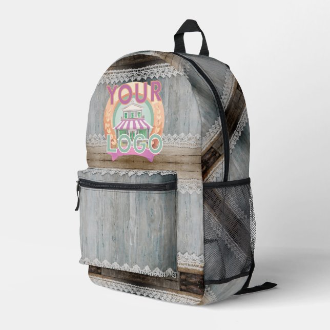 Impresa Mochila de Madera de Granero Rústica con Encaje Bo (Esquina derecha trasera )