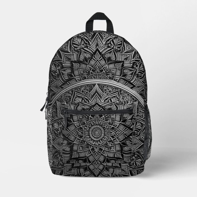 Impresa Mochila de mandala artística dorada (Anverso)