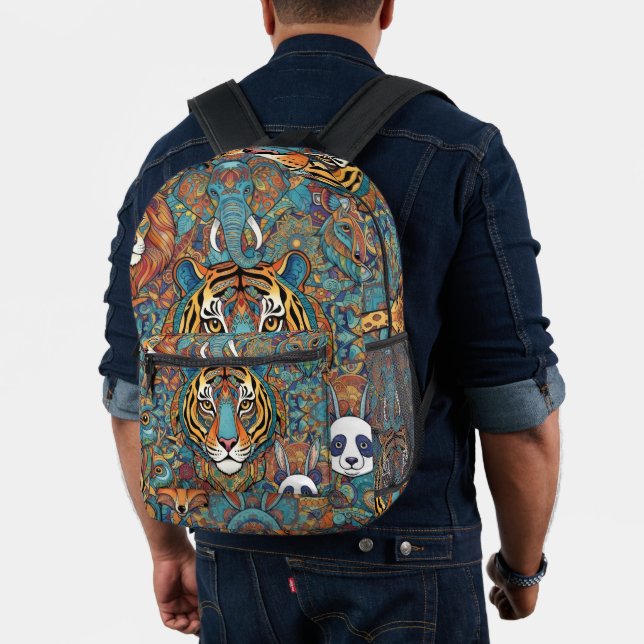 Impresa Mochila de Mandala de Animal Colorido – Boho Anima (Insitu (Modelo))